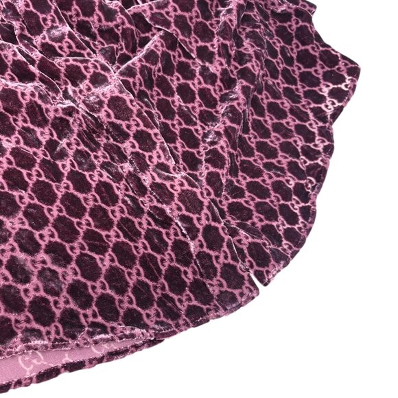 GUCCI Vintage Velour Button Up Shirt Top Purple GG Monogram Logo Silk [106237] - Picture 7 of 13